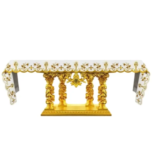 Toalha Bordada Cálice Dourado - 3 x 1,5 m