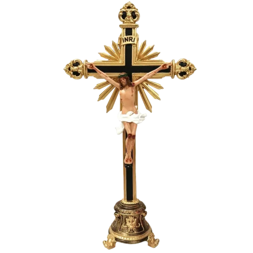 Crucifixo de Mesa Ornado Resina 59 cm
