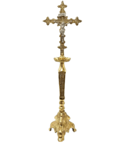 Castiçal c12 - Cruz dourado