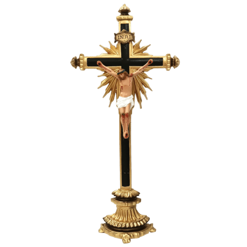 Crucifixo de Mesa Ornado Resina 47 cm