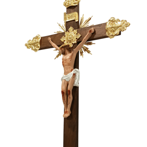 Cruz de parede 65cm Ornado com Metal  Dourado - Imagem 2