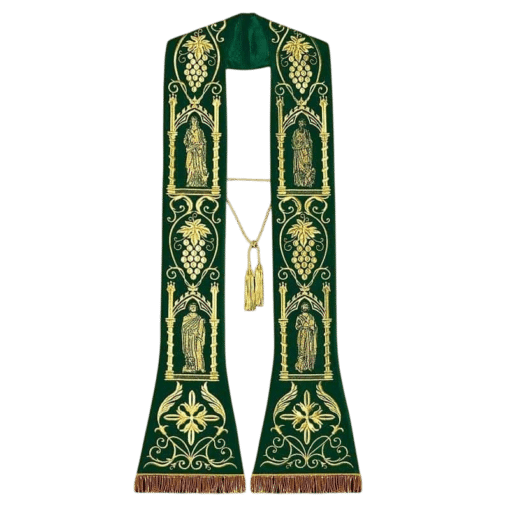 Estola bordada "4 Evangelistas" veludo verde
