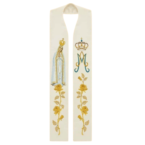 Estola bordada “Nossa Senhora de Fátima”