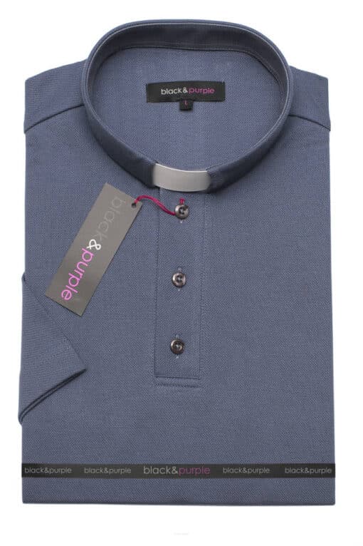 Camisa Clerical Importada - Polo Cinza  Escuro"G" - Imagem 2