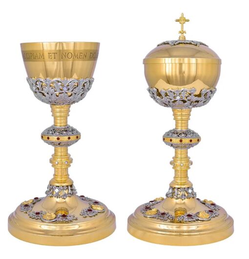 Conjunto Âmbula e Cálice 816/3 Pedras Vermelhas