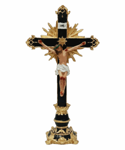 Crucifixo de Mesa Ornado Resina 40 cm
