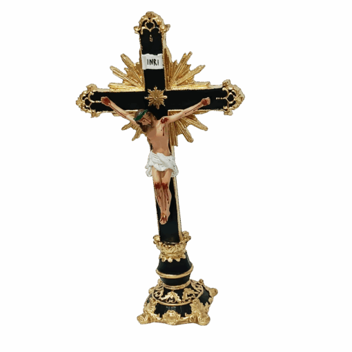 Crucifixo de Mesa Ornado Resina 40 cm - Imagem 3