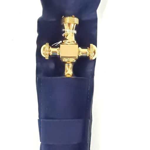 Aspersório Que Retém Água 20x5cm - com cruz dourado - Imagem 2
