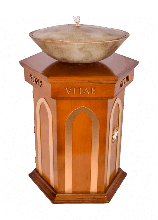 Pia Batismal Fonte da Vida em Madeira e Resina - Imagem 9