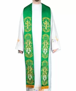 Estola Sacerdotal Bordada em tecido Litúrgico
