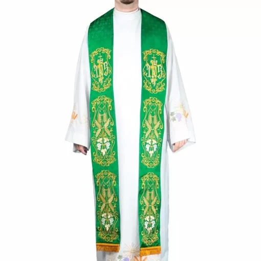 Estola Sacerdotal Bordada em tecido Litúrgico