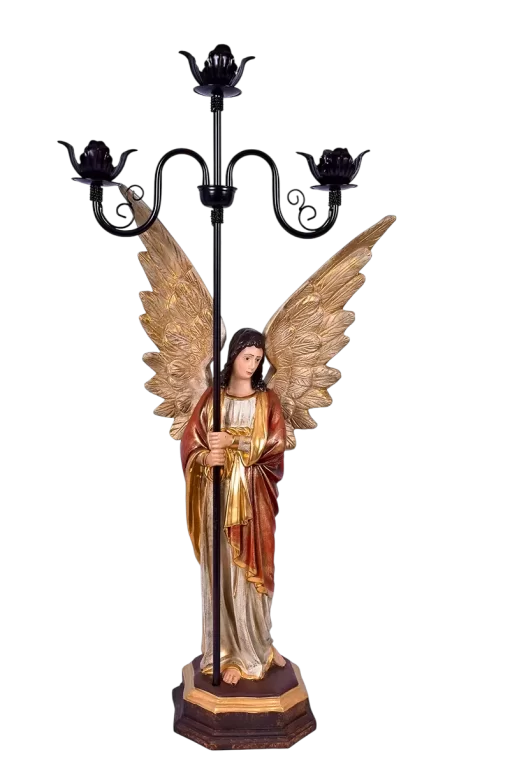 Imagem Par de Anjos com Candelabro Resina 93 cm - Imagem 9