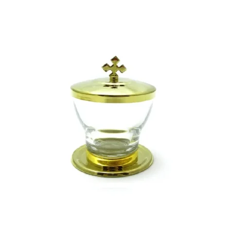 Purificatório de Vidro com Tampa Dourado