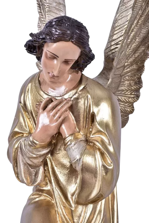 Imagem Par de Anjos Adoradores Dourado Resina 66 cm - Imagem 4