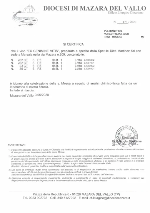 Vinho Canônico Italiano Santa Messa - Imagem 2