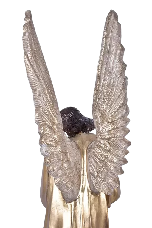 Imagem Par de Anjos Adoradores Dourado Resina 66 cm - Imagem 3