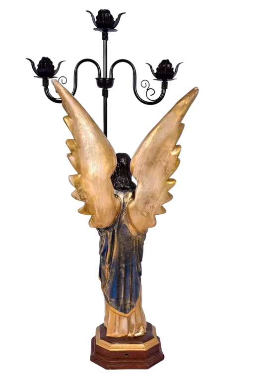 Imagem Par de Anjos com Candelabro Resina 93 cm - Imagem 2