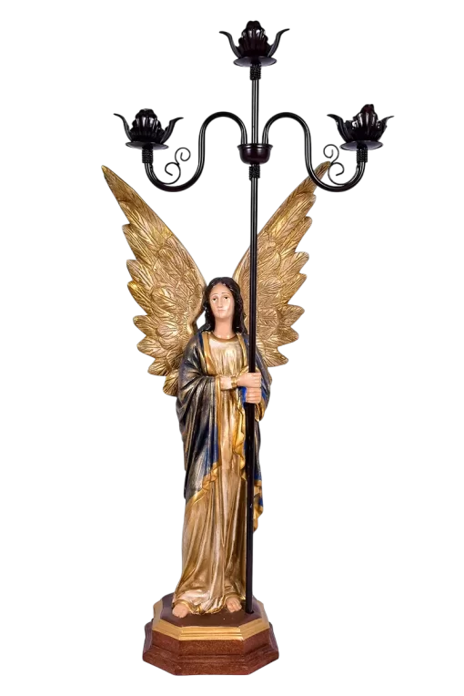 Imagem Par de Anjos com Candelabro Resina 93 cm - Imagem 8