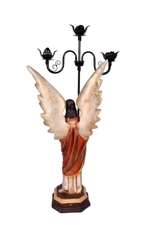 Imagem Par de Anjos com Candelabro Resina 93 cm - Imagem 6