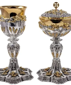Conjunto Âmbula e Cálice Anjos e Trigo - Prata
