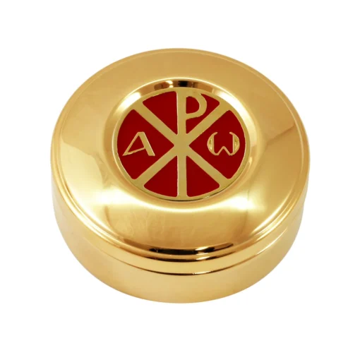 Caixa para Hóstia / Teca 9,2cm Alfa e Ômega