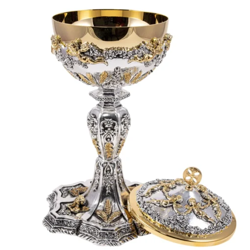 Conjunto Âmbula e Cálice Anjos e Trigo - Prata - Imagem 4