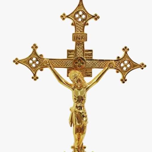 Castiçal 02 - Cruz mod2 Banho de ouro - Imagem 2