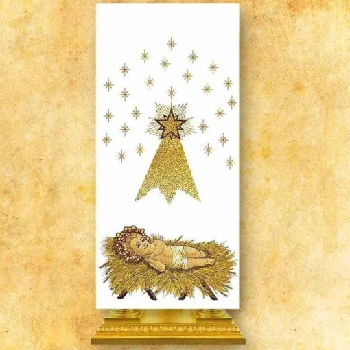 Toalha de ambão bordada Jesus na Manjedoura