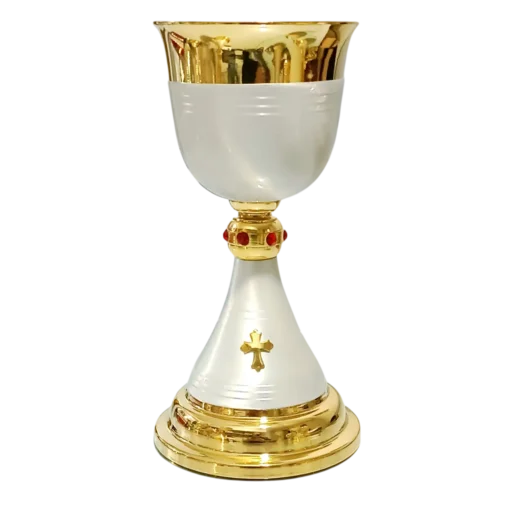 Cálice 1113 Bianco - 21cm Pedras Vermelhas - Imagem 2