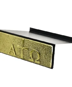 Estante de Altar Alfa e Ômega Dourada