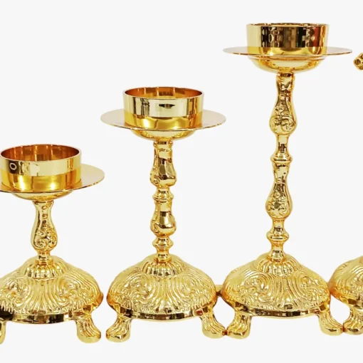 Castiçal 02 - vela 7cm 2 banho de ouro - Imagem 2
