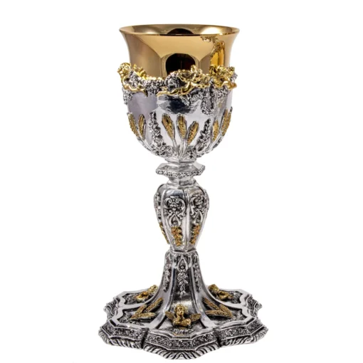 Cálice Anjos e Trigo Prata - 24cm dourado